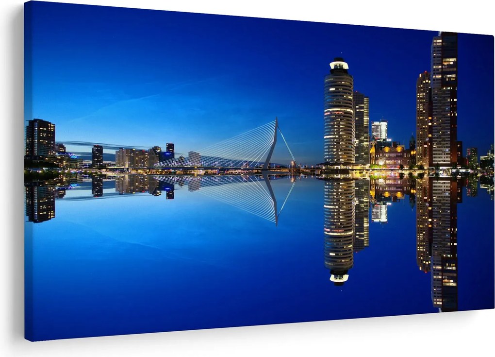 Obraz - nočný Rotterdam (90x60 cm)