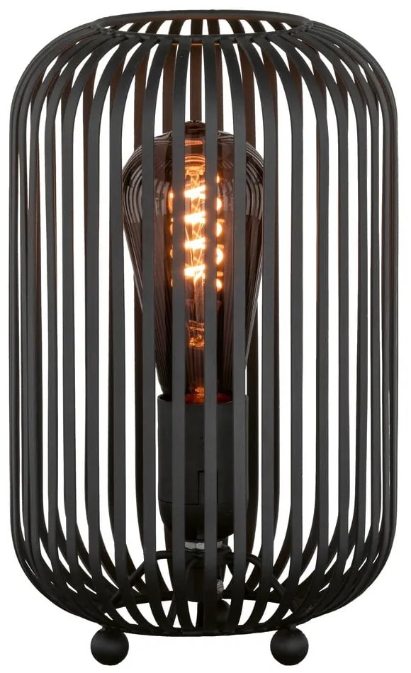 Čierna stolová lampa s kovovým tienidlom (výška 25 cm) Cage – Fischer &amp; Honsel
