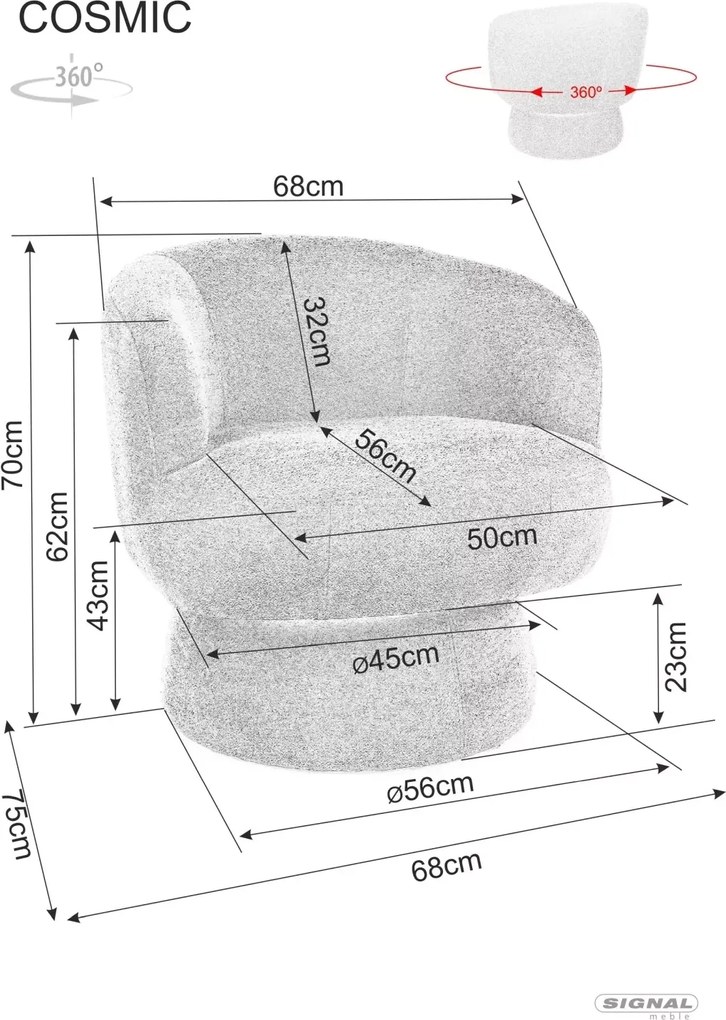 Otočné dizajnové kreslo COSMIC RAVEN, tmavobéžové