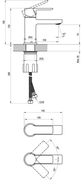 Ravak X070488 - Umývadlová batéria SOLAR 13,5 cm čierna
