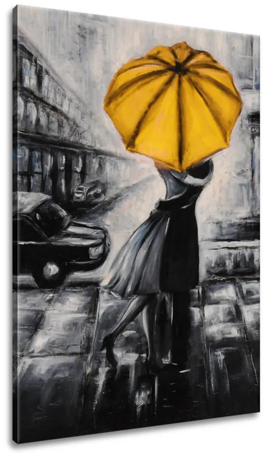Gario Ručne maľovaný obraz Žltý bozk v daždi Rozmery: 100 x 70 cm