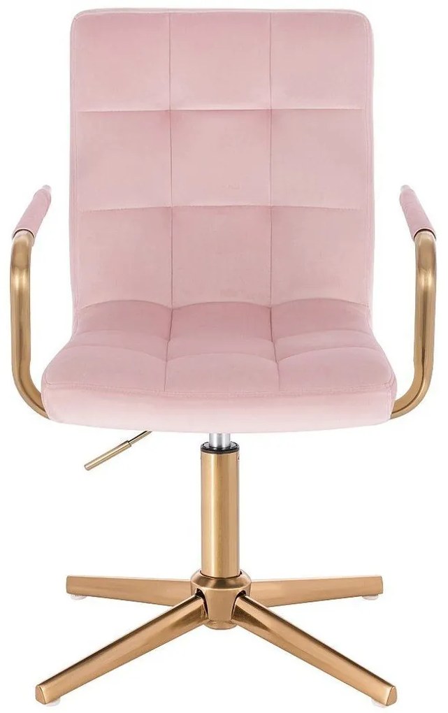 LuxuryForm DESIGN Stolička VERONA GOLD VELUR na zlatom kríži - ružová