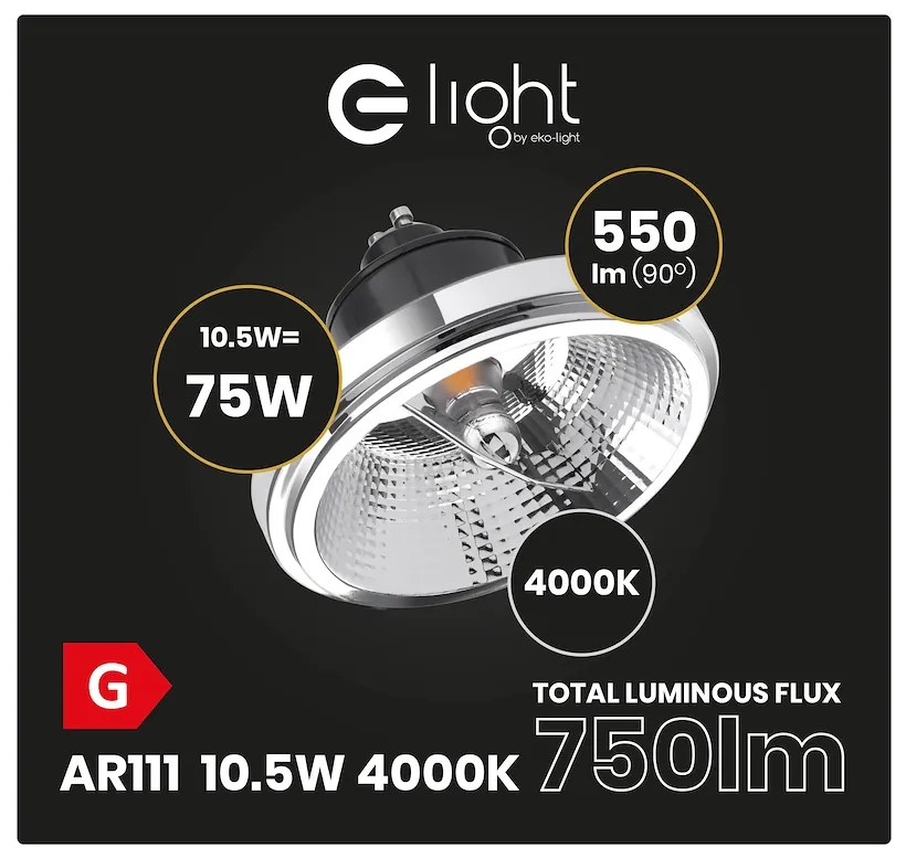 Ecolamp Halogénová LED žiarovka GU10 neutrálna 4000k 10,5w 550 lm čierna