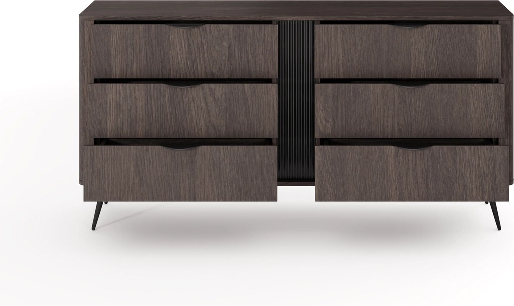 Komoda Edrin 163 cm so zásuvkami - dub dunin / čierna