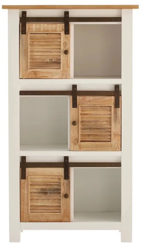 furniture-nabytek.cz - Masívna knižnica Capera z borovicového dreva a MDF, lakovaná, biela a hnedá