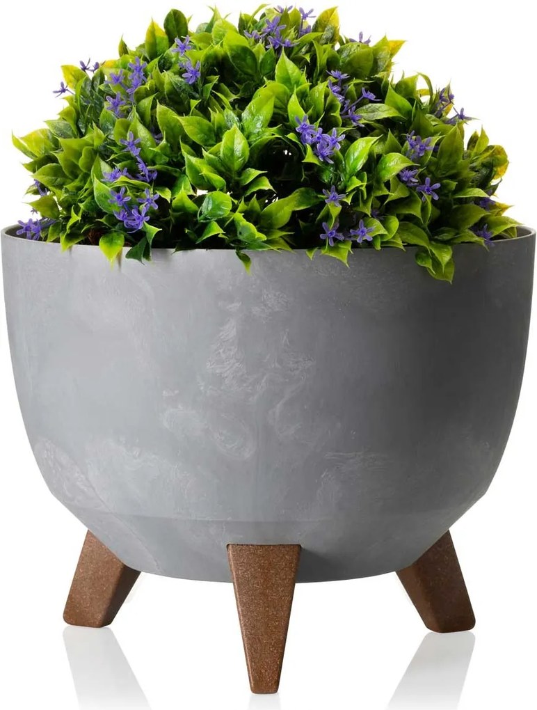 PLASTOVÝ KVETINÁČ ROSA ECO 15X24 CM IMITÁCIA BETÓNU SIVÁ