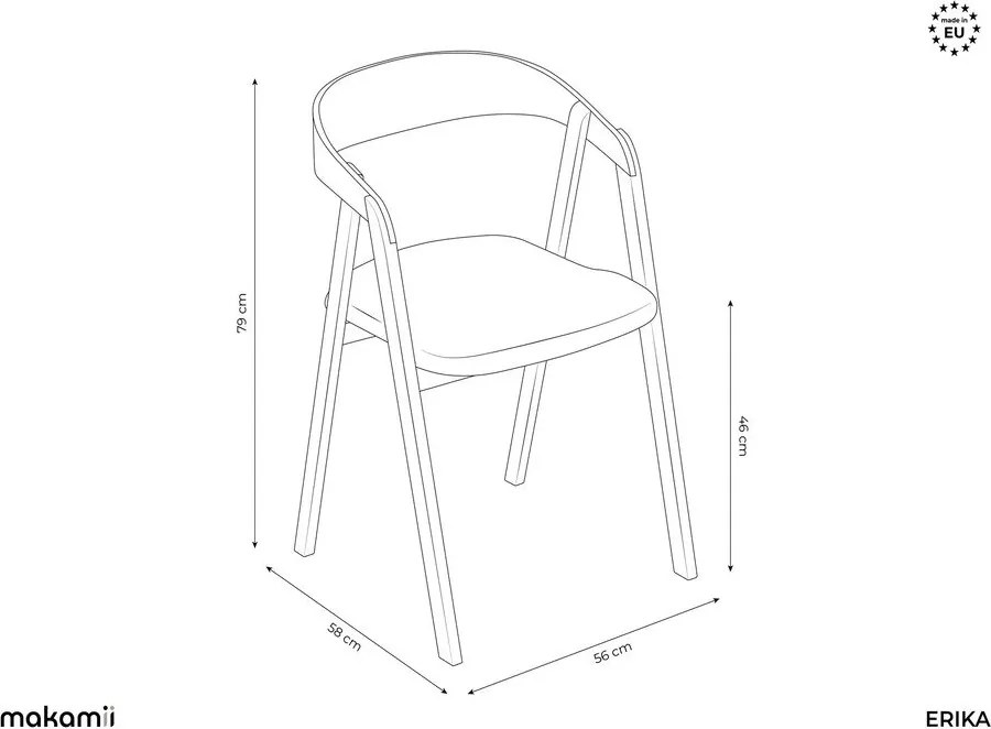 Čierne jedálenské kreslo z masívneho dreva Erika – Makamii