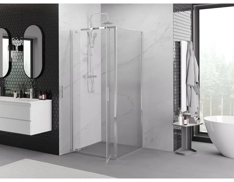 Mexen Exo, sprchovací kút s krídlovými dverami 80 x 80 cm, 6mm číre sklo, chrómový profil, 8182-080-080-01-00