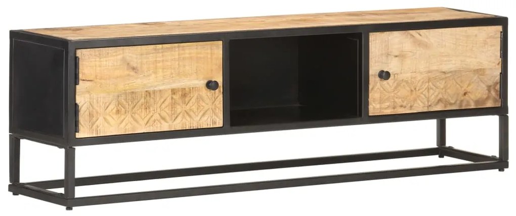 vidaXL TV skrinka, vyrezávané dvierka 130x30x40cm,surové mangové drevo
