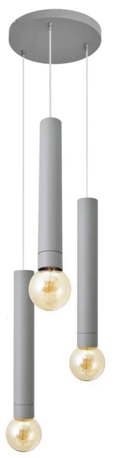 Luster na lanku TUBA 3xE27/15W/230V šedá