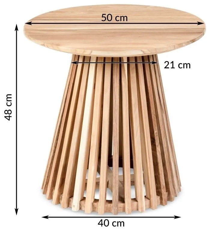 Hector Konferenčný stolík Burgo 50 cm okrúhly teakové drevo natural