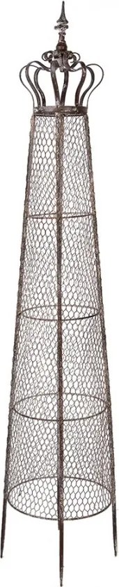 Hnedý antik kovový obelisk na kvety Brocante - Ø 30*151 cm