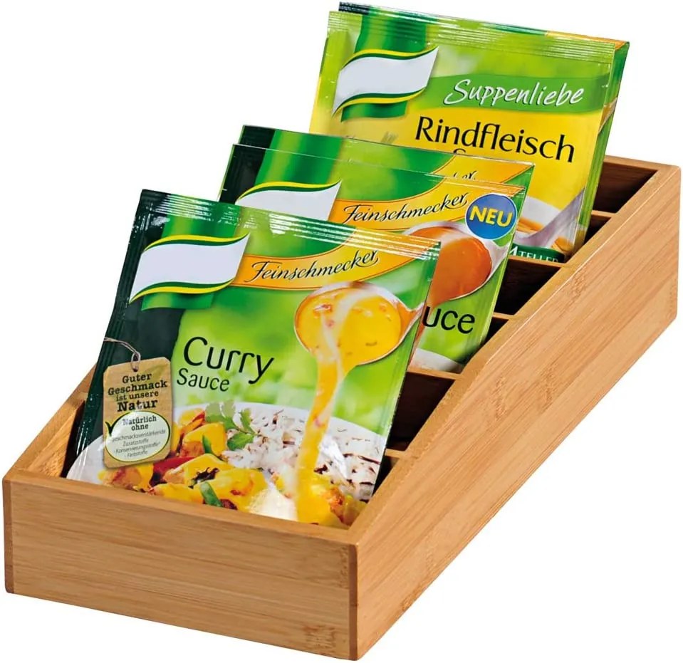 Kesper Bambusový organizér na korenie vrecúškové korenie, polievky, pudingy MARIE, 15x10x35