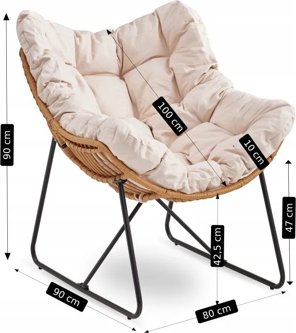 Záhradná relaxačná stolička na terasu, do záhrady, do obývačky, béžová, FIN