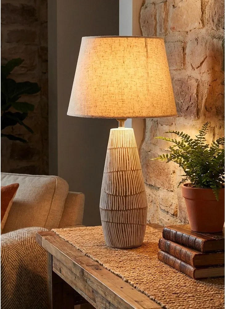 Krémová stolová lampa s textilným tienidlom (výška 69,5 cm) Hanoi – Mauro Ferretti