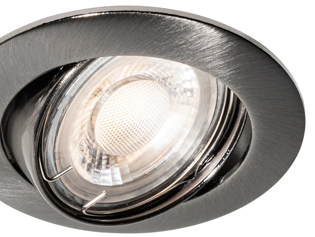 Set van 6 moderne inbouwspots gunmetal GU10 50mm rond kantelbaar - Edu