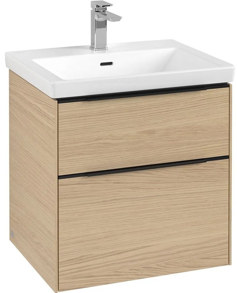 VILLEROY &amp; BOCH Subway 3.0 závesná skrinka pod umývadlo, 2 zásuvky, s LED osvetlením, 572 x 478 x 429 mm, Nordic Oak, C578L1VJ