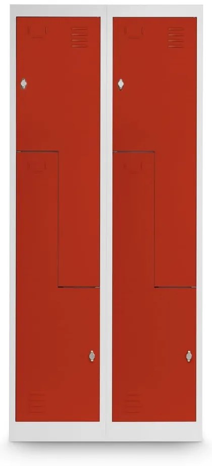 Kovová šatníková skrinka Z, 80 x 50 x 180 cm, otočný zámok, červená - ral 3000