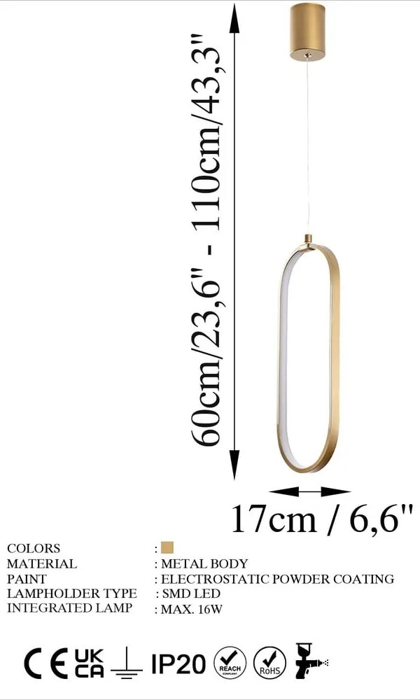 LED závesné svietidlo v zlatej farbe Can – Opviq lights