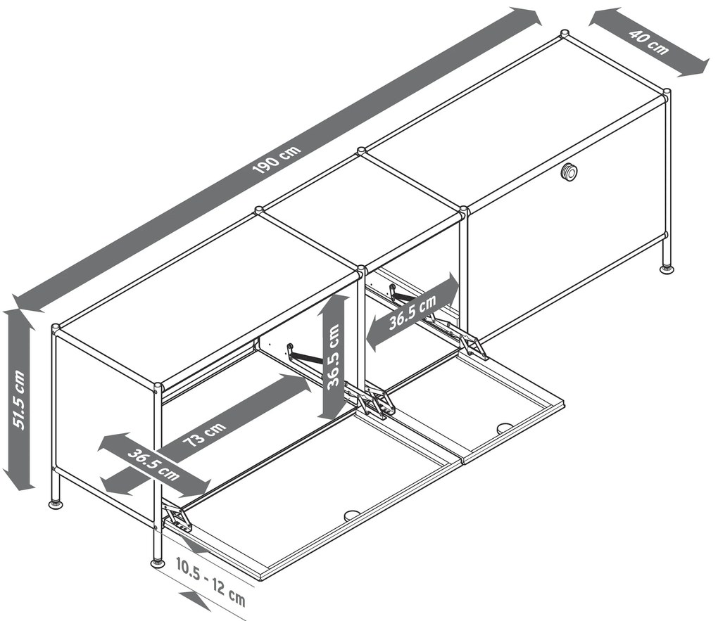 Nízka skrinka »CN3« s 3 výklopnými dvierkami, biela