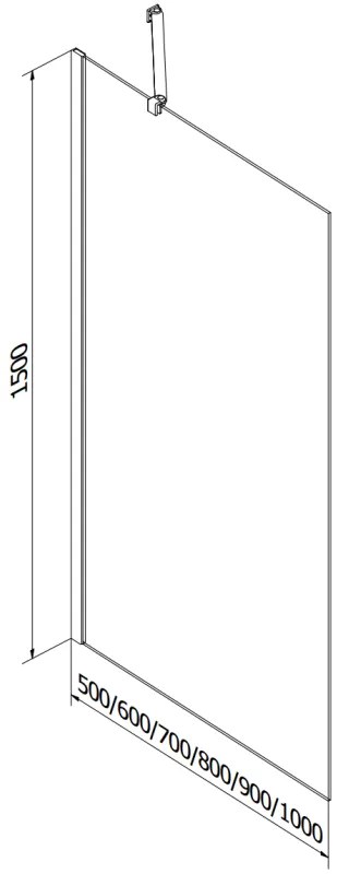 Mexen Next, vaňová zástena 1-krídlová 70 x 150 cm, fixné krídlo, 6 mm číre sklo s čiernym vzorom, ružové zlato profil, 895-070-000-00-77-60