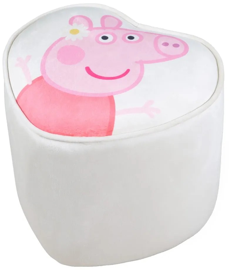 Biely zamatový detský puf Peppa Pig – Roba