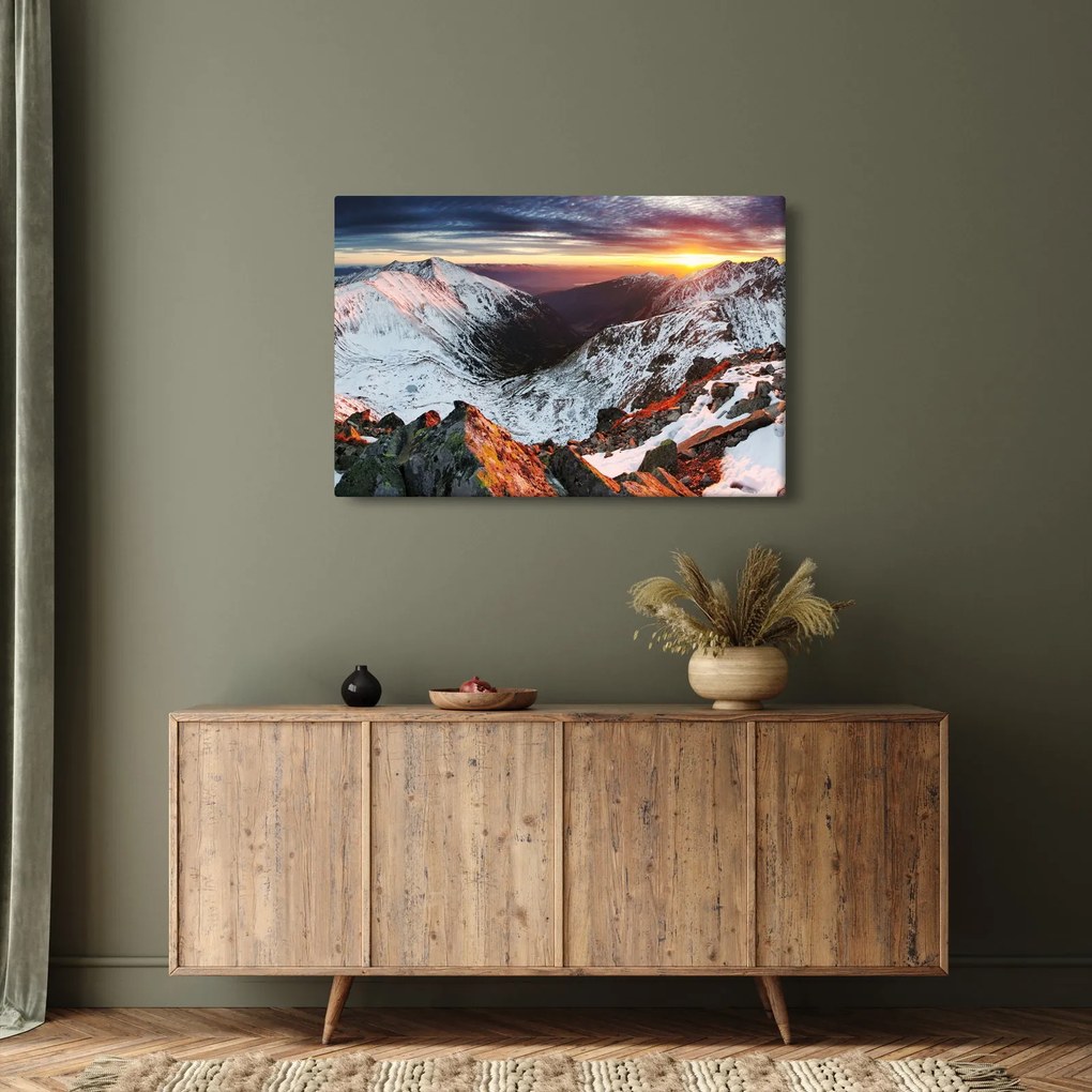 Obraz - Zimná horská panoráma (90x60 cm)