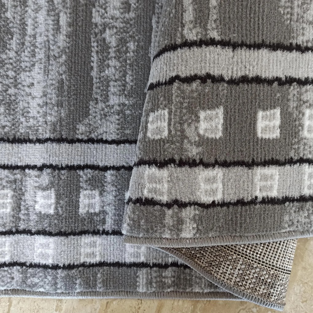 DY Sivý vzorovaný koberec Soho 17 Rozmer: 80x150 cm