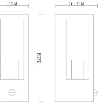 Globo 31980S-Vonkajšie nástenné svietidlo so senzorom GUNDULA 1xE27/60W/230V IP44