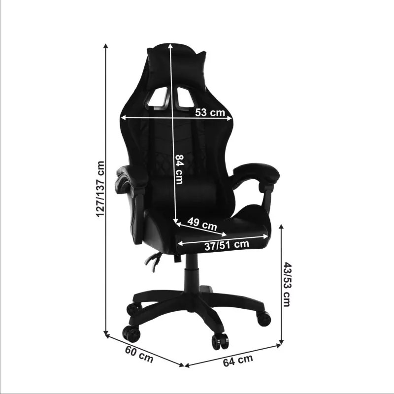 Kondela Kancelárske/herné kreslo s RGB LED podsvietením, čierna, MAFIRO
