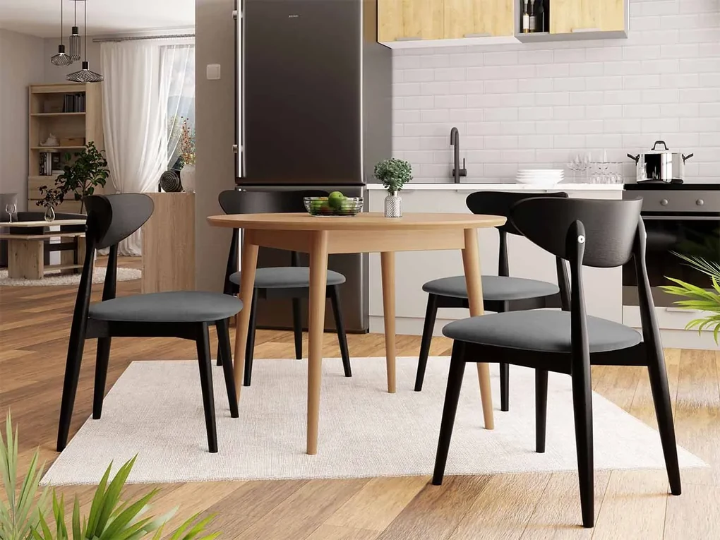 Okrúhly stôl Vidariko FI 120 so 4 stoličkami ST80 01, Farby: čierny, Potah: Magic Velvet 2216