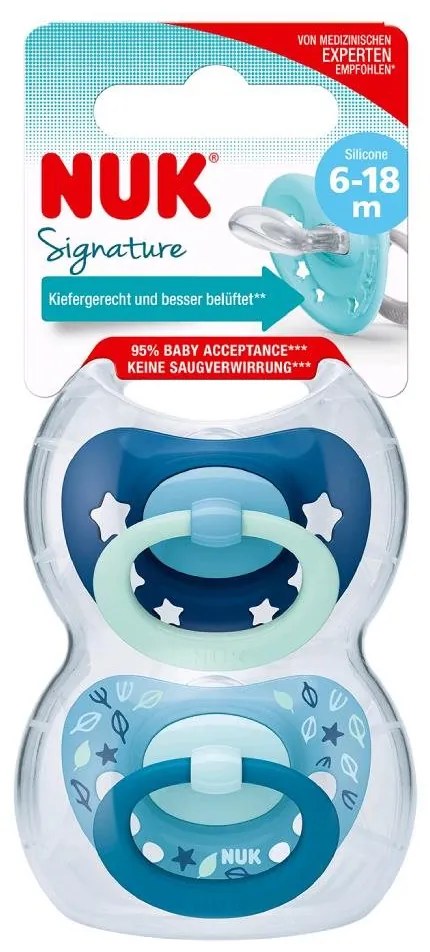 Dojčenský cumlík NUK Signature 6-18m 2ks chlapec, vel. 6-18 m