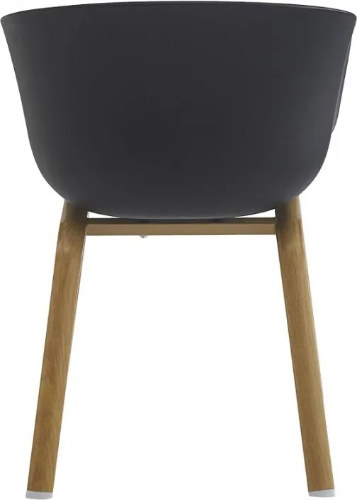 Čierna plastová jedálenská stolička s drevenými nohami Tiopi - 54*51*82 cm