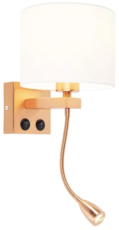 Art Deco nástenná lampa medená s bielym tienidlom - Brescia