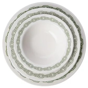 24-dielna jedálenská súprava biela/zelená/porcelán