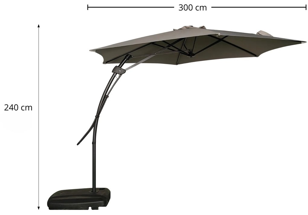 Zahradní slunečník Houseland Zylo 300 cm světle šedý