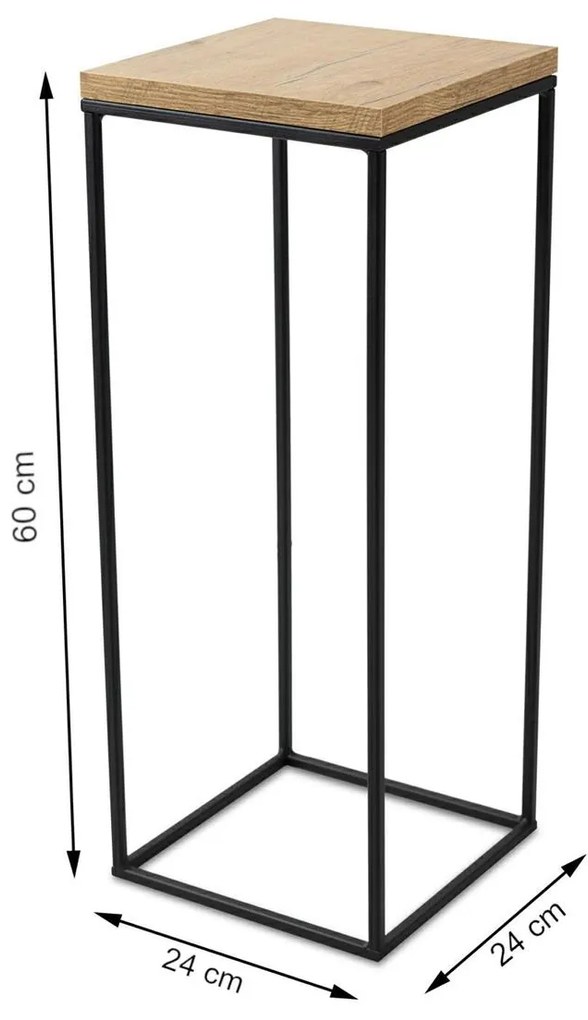 STOJAN NA KVETINÁČ BASICLOFT 60X24X24 CM ČIERNA/HNEDÁ