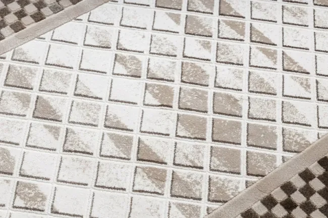 Koberec AKRYL VALS 103 Geometricky ramka 3D , béžový / slonia kosť