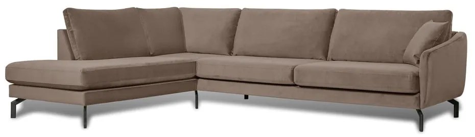 Hnedobéžová zamatová rohová pohovka (ľavý roh) Magic - Scandic