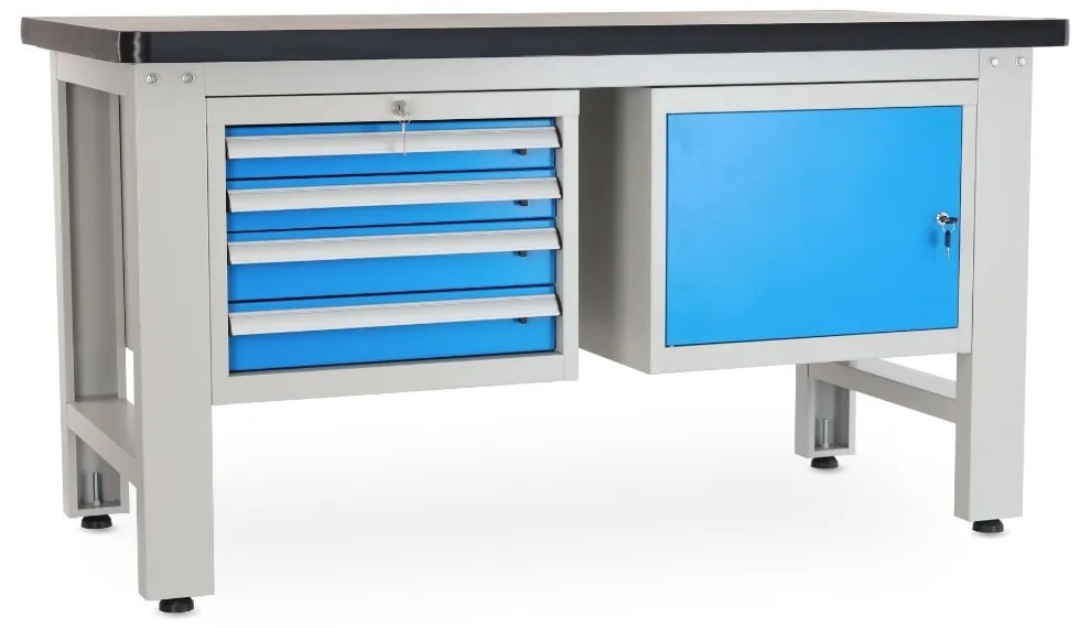 Dielenský stôl Solid MDF-41, 150 cm, 2 závesné boxy, čierna