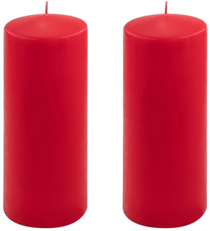 Sada stĺpových sviečok, 25 cm, Ø10 cm, červená, 2 ks