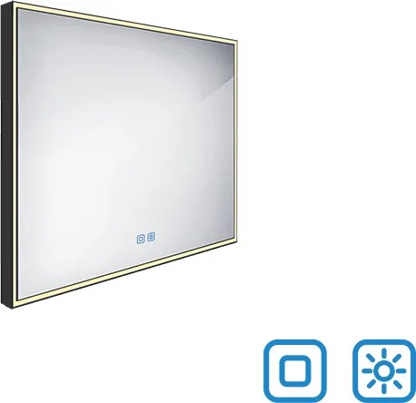 Nimco Čierne LED zrkadlo 800x700 s dvoma dotykovými senzormi - ZPC 13003VX-90