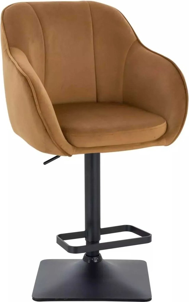 LuxuryForm DESIGN Barová stolička AVOLA VELUR na čiernej hranatej podstave - medová