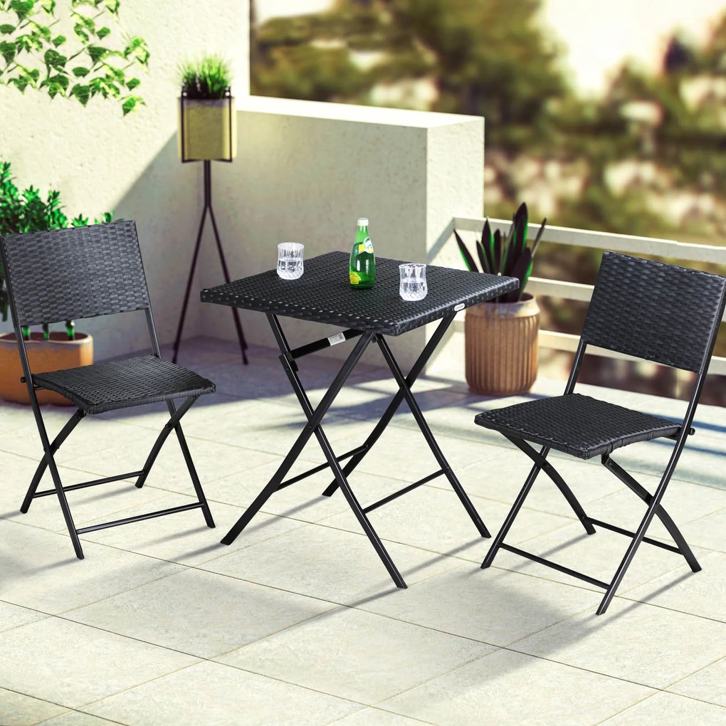 Ratanový balkónový set Rím - čierny