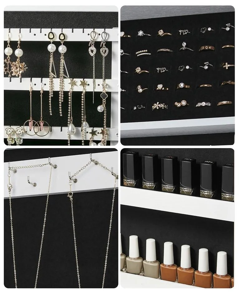 Zrkadlová uzamykateľná skrinka na šperky SONGMICS JBC51W