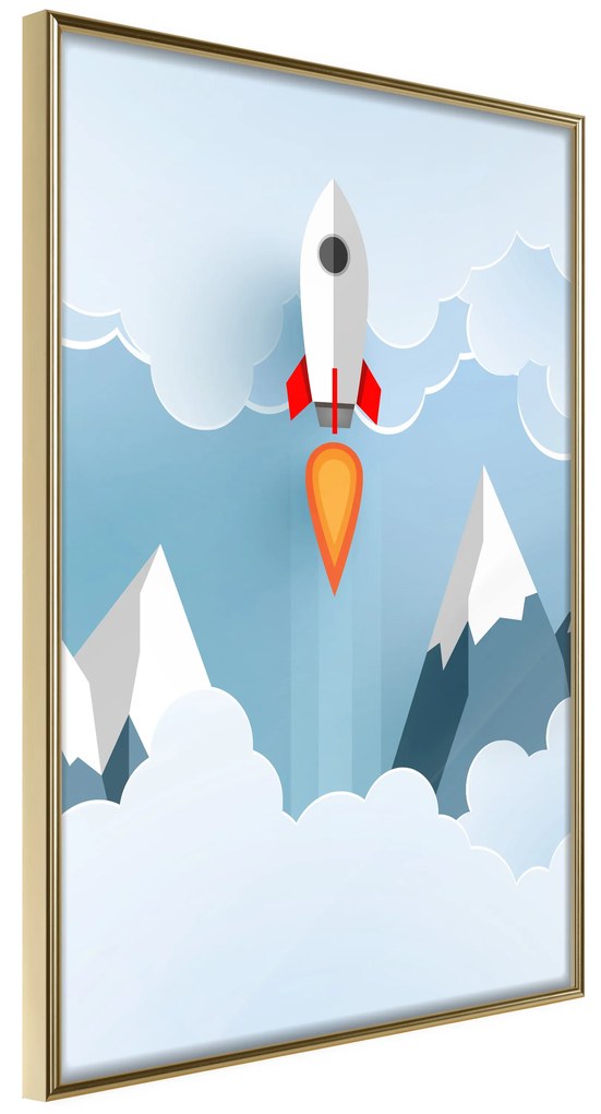 Artgeist Plagát - Rocket in the Clouds [Poster] Veľkosť: 30x45, Verzia: Čierny rám