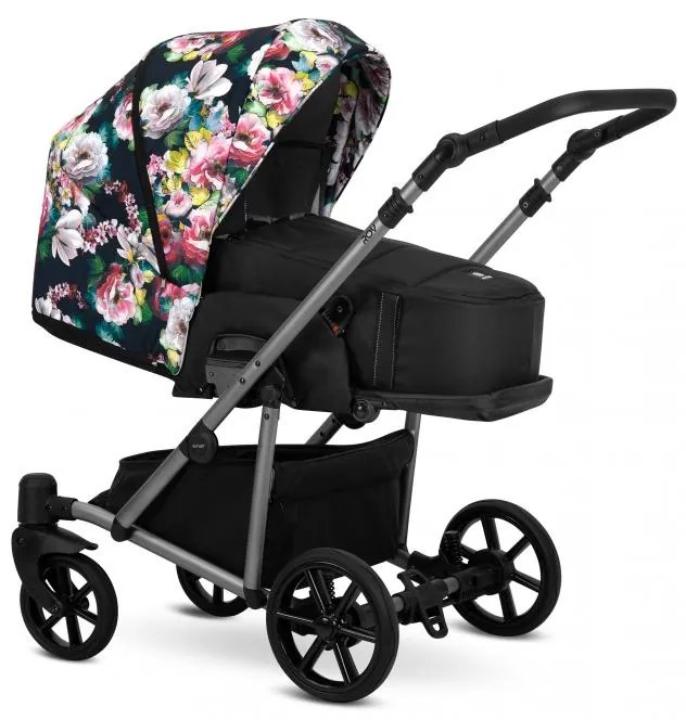 Kočík Kunert Roy grey frame 2v1 - black flowers