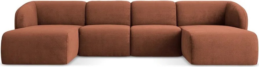 Ženilková rohová pohovka v terakotovej farbe (do tvaru "U") Lani – Makamii