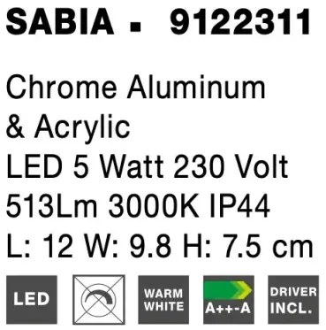 Moderné nástenné svietidlo Sabia 12 Chrome