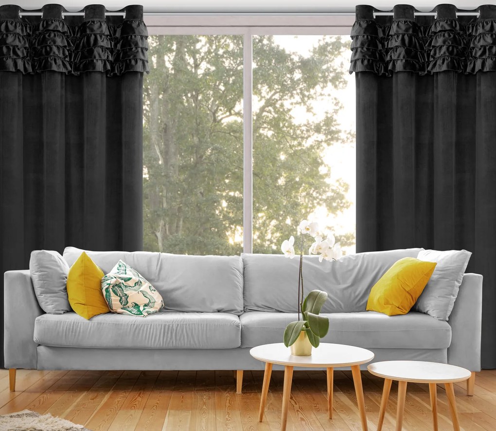 ZATEMŇOVACÍ ZÁVES NA KRÚŽKOCH ERIN 140X250 CM ČIERNA